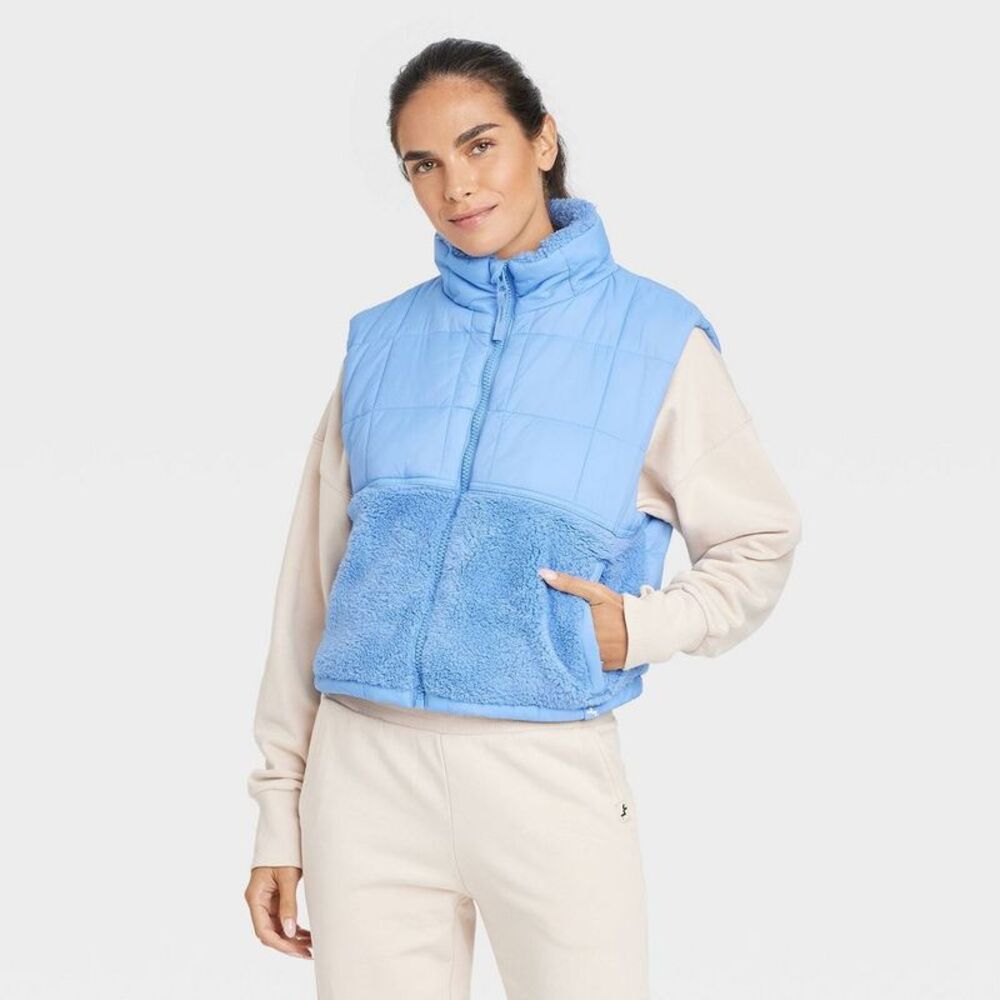 Open Box - JoyLab - Women's High Pile and Quilted Vest - JoyLab Light  Blue